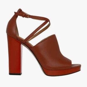Calvin Klein Women's Baida Strappy Platform Sandals Brandy Brown Red Size 7-